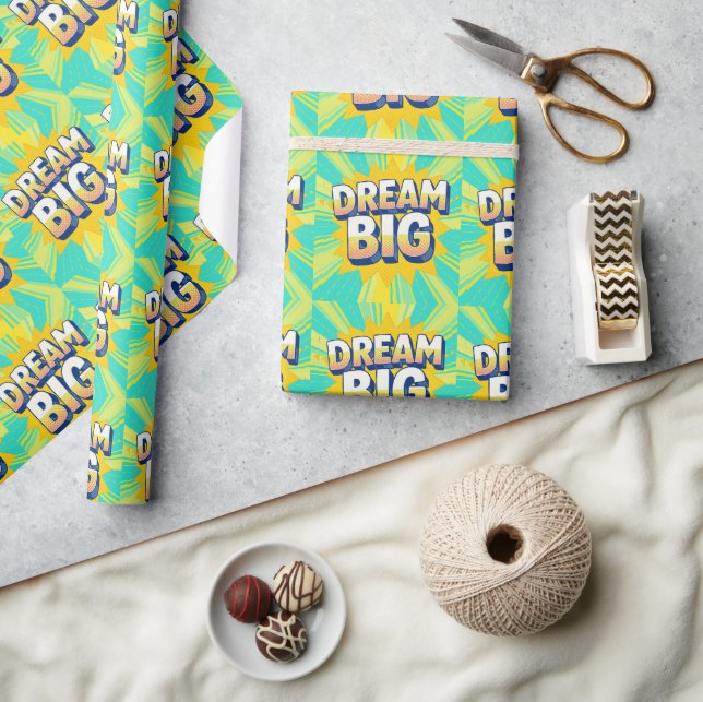Papier Cadeau Retro lettering dream big text (Artisanat)