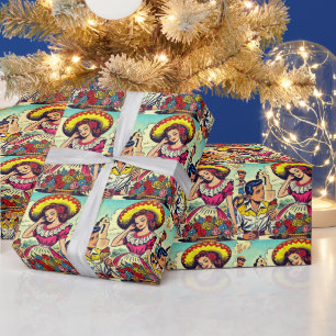 Papier Cadeau Retro Love Couple Comic