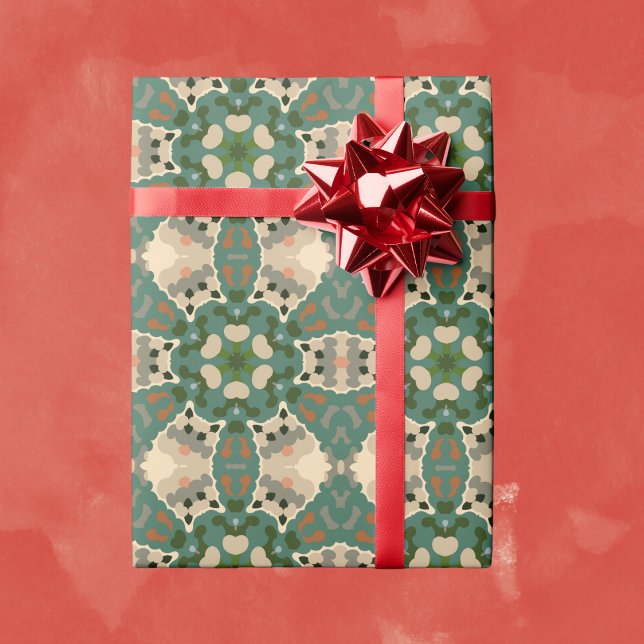 Papier Cadeau Retro Mandala Green Brown et orange (Créateur téléchargé)