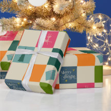 Retro Merry and Bright Christmas Wrapping Paper
