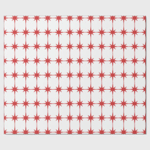 Papier Cadeau Retro Mid-siècle moderne Star Motif rouge & blanc