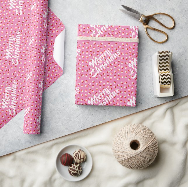 Papier Cadeau Rétro Mignon Rose Joyeux Noël (Artisanat)