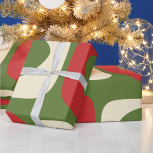 Papier Cadeau Retro Minimaliste Piquet de Noël du milieu du sièc