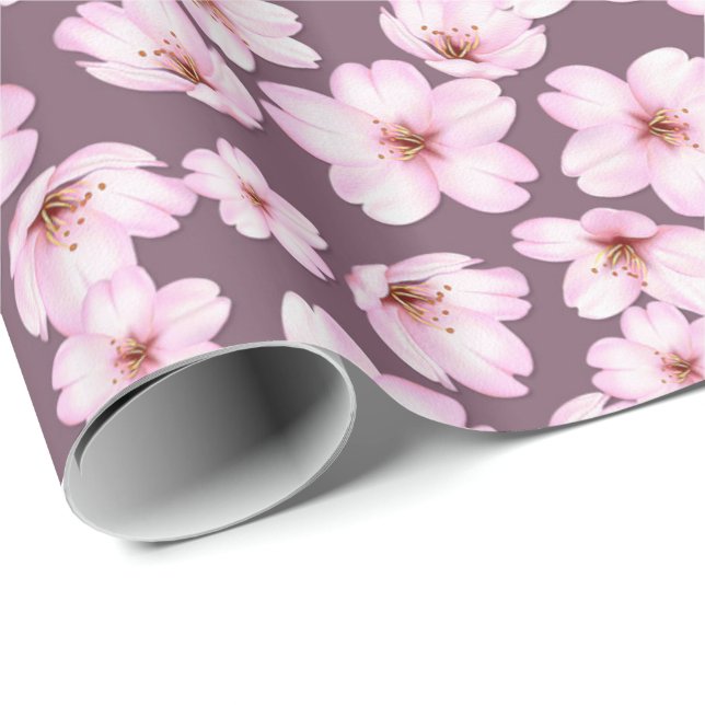 Papier Cadeau Rétro modèle floral de ressort (Coin rond)