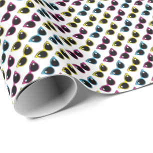Papier Cadeau Rétro motif de lunettes de soleil de chat