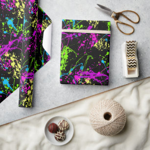 Papier Cadeau Rétro noir abstrait frais d'éclaboussure de