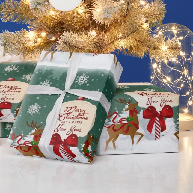 Papier Cadeau Retro North Pôle Reindee (Vacances)