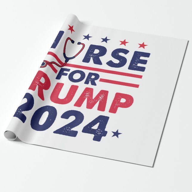 Papier Cadeau Retro Nurses For Trump 2024 America Stars Drapeau  (Déroulé)