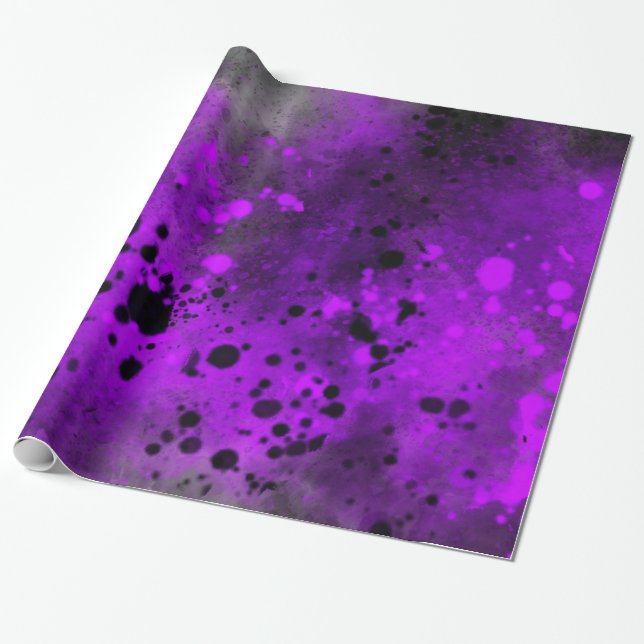 Papier Cadeau Retro Paillettes de peinture violette (Déroulé)