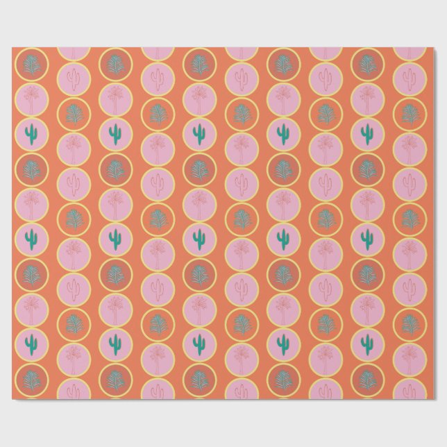 Papier cadeau Retro Palm Springs Circles géométriq (Plat)