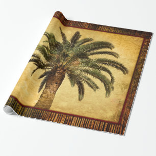 Papier Cadeau Rétro palmier tropical vintage - modèle de paume