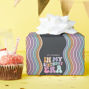 Papier Cadeau Retro pastel coloré époque d'anniversaire moderne