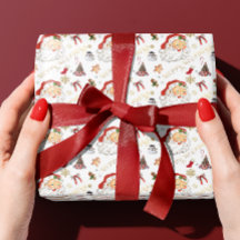 Retro Père Noël Blanc et Rouge Tout Noël