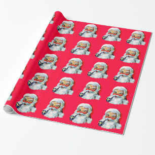 Papier Cadeau Rétro Père Noël mignon