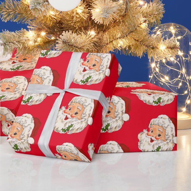 Papier Cadeau Rétro Père Noël Noël Vintage (Vacances)