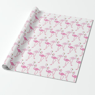 Papier Cadeau Rétro Pink Flamingo Motif Thème Oiseau exotique