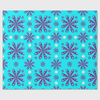 Papier Cadeau Retro Purple Flowers on Blue Background