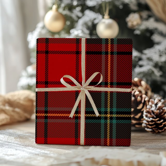 Papier Cadeau Retro Red Plaid Whimsical Christmas  (Créateur téléchargé)