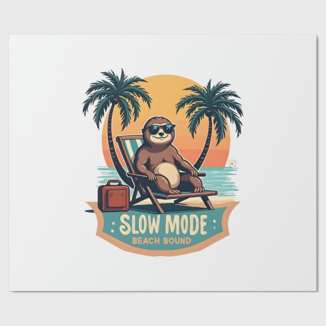 Papier Cadeau Retro Sloth Vacation Shirt Funny Tropical Relax De (Plat)