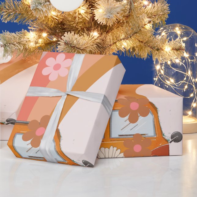 Papier Cadeau Retro Super une marguerite Fleur Anniversaire Enve (Vacances)