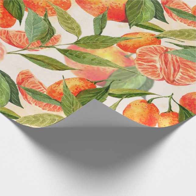Papier Cadeau RETRO Tangerines Mandarins (Coin)