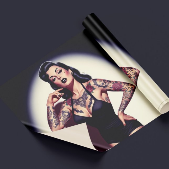 Papier Cadeau Retro Tattooed Pin-up (Créateur téléchargé)