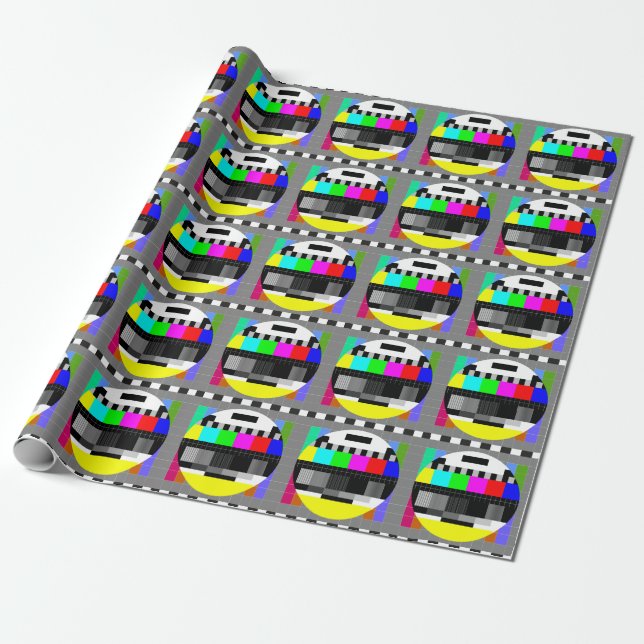 Papier Cadeau Retro TV pas d'illustration de signal. (Déroulé)