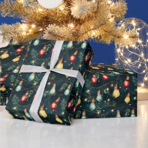 Papier Cadeau Retro Vacances Lumières Amusants Joli Noël Moderne