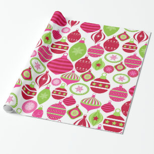 Papier Cadeau Retro Vacances Ornements Motif de Noël