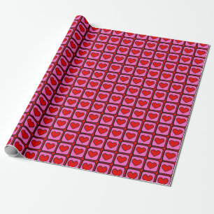 Papier Cadeau Retro Vintage À damiers coeur Motif Y2K