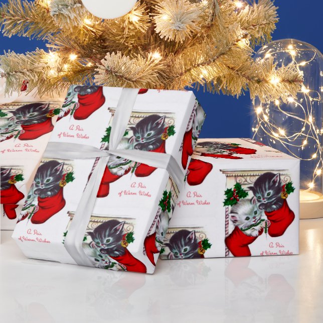 Papier Cadeau Retro vintage Noël fête fêtards écharpe (Vacances)