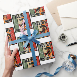 Papier Cadeau Retro Vintage Pêche Reel Cool Papa Pêcheur Amant
