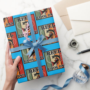 Papier Cadeau Retro Vintage Pêche Reel Cool Papa Pêcheur Amant