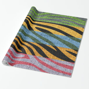 Papier Cadeau Retro Zebra Skin Imprimer Motif Burlap Rustique #2