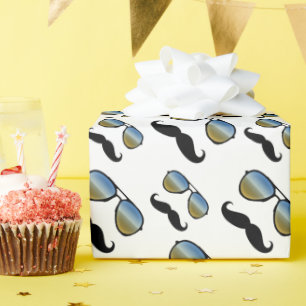 Papier Cadeau Rétros lunettes de soleil drôles de moustache