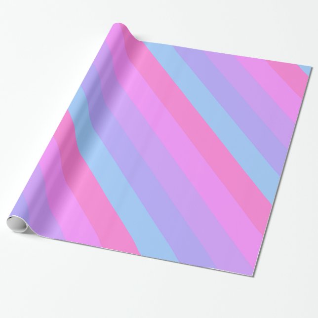 Papier Cadeau Rétros rayures en pastel à la mode (Déroulé)