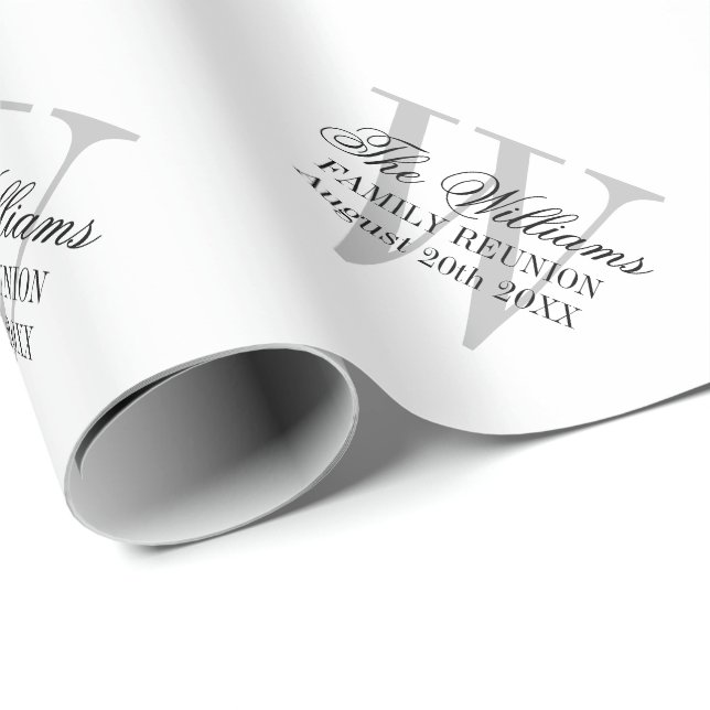 Papier Cadeau Réunion de famille élégante de monogramme (Coin rond)