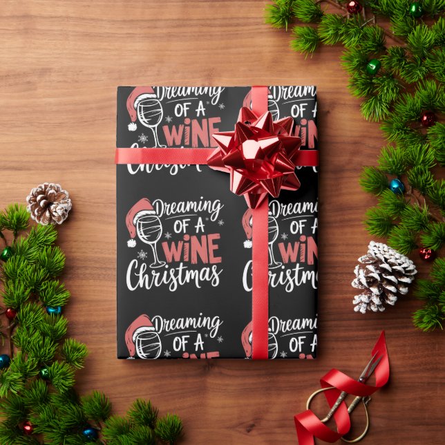 Papier Cadeau Rêvant d'une fête de Noël au vin, drôle de boisson (Cadeau de vacances)