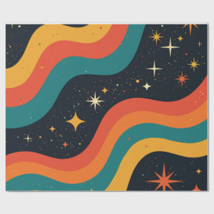 Papier Cadeau Rêve cosmique groovy vintage des années 70 rétro o