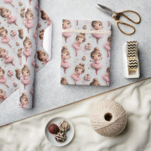 Papier Cadeau Rêve de Ballerine Rose avec Tutus