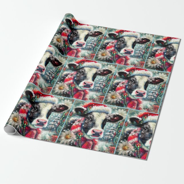 Papier Cadeau Rêve de vache de temps plus chauds découpage flora (Déroulé)