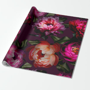 Papier Cadeau rêve floral foncé
