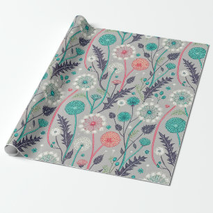 Papier Cadeau Rêve turquoise & Crimson Dandelion - Stylisé Flora