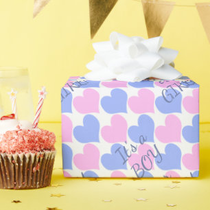 Papier Cadeau Révéler le genre C'est un garçon/fille rose n Coeu
