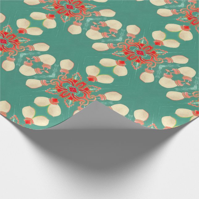 Papier Cadeau Réverbères de corail d'or de turquoise fascinante (Coin)