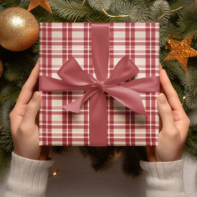 Papier Cadeau Révère rustique | Embracer la ferme rouge Plaid (Créateur téléchargé)