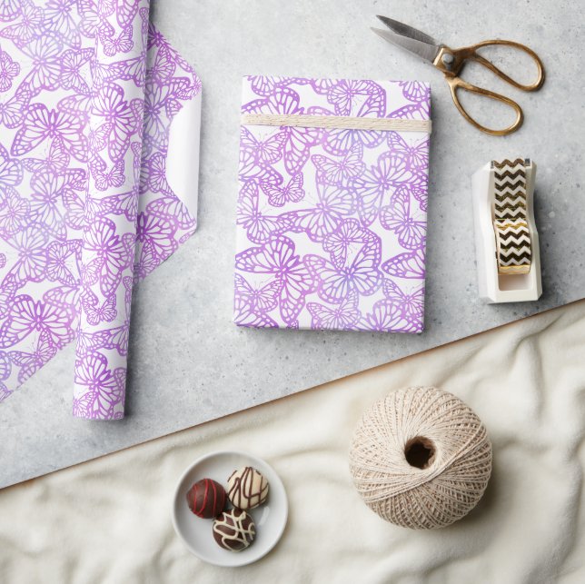 Papier Cadeau Rêves papillons (Lavande) (Artisanat)