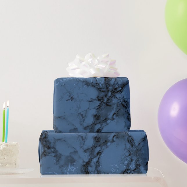 Papier Cadeau Revêtement en marbre bleu denim foncé (Cadeaux de fête)