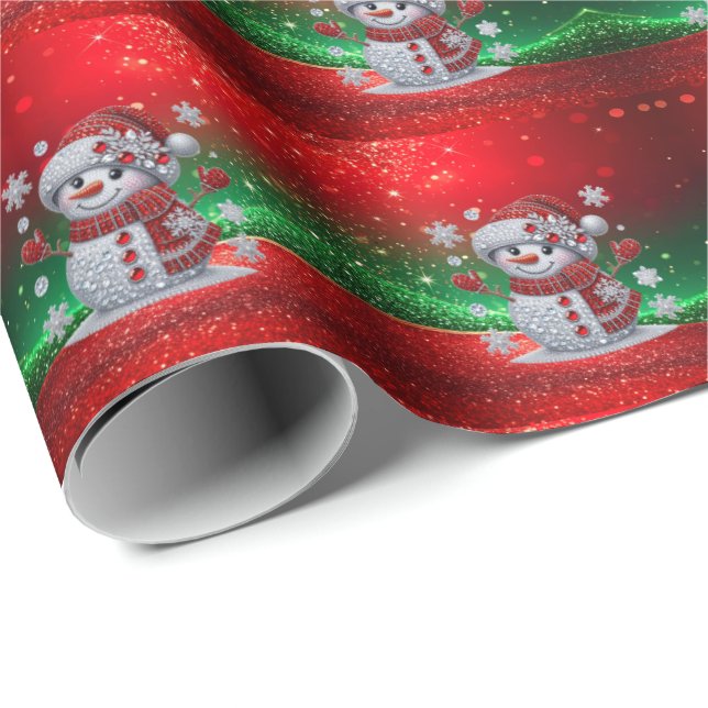 Papier Cadeau Rhinestones Snowman Holiday Wrapping Paper (Coin rond)