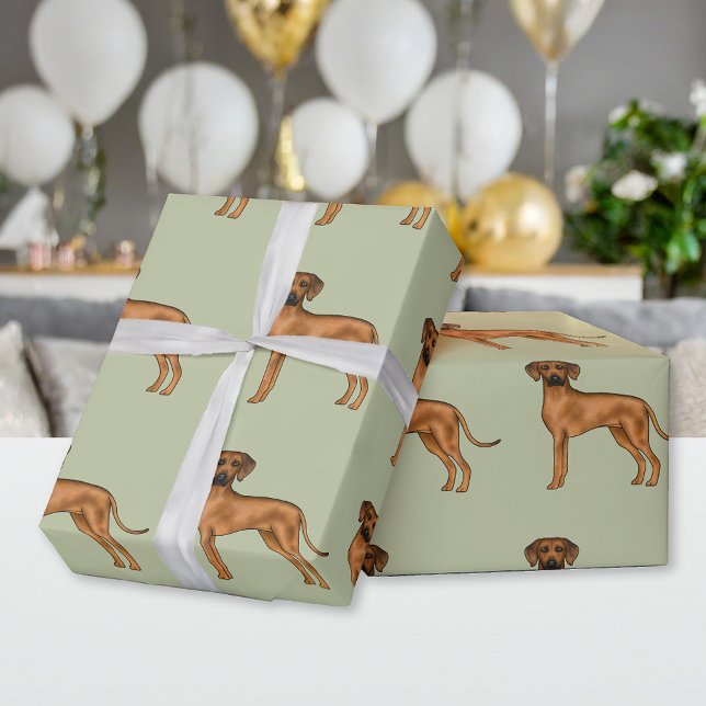 Papier Cadeau Rhodesian Ridgeback African Lion Chien Motif Vert (Créateur téléchargé)